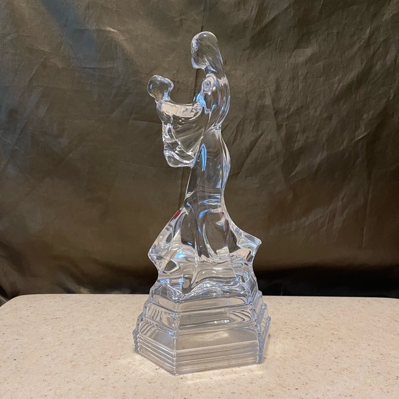 Art Deco Style Italian Crystal Figurine Mother Holding Girl Child 10 Inches Tall - Picture 5 of 12